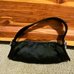 TOD'S Black Satin Evening Bag.